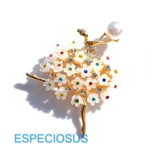 Pearl Flower Brooch for Women Delicate Rhinestone Dancing Girl Breast Pin Fashion Lady Jewelry Elegant Wedding Brooch Mix Color 2024 - buy cheap
