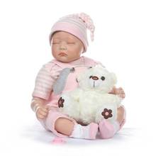 Npk, bebê recém-nascido 55cm, boneca realista de silicone macio com peso real, corpo enraizado, presente de bonecas de cabelo 2024 - compre barato