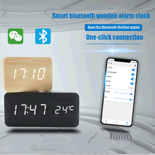 Despertador inteligente bluetooth, relógio criativo multifuncional, led, madeira, sincronização automática de tempo, recarregável, eletrônico 2024 - compre barato