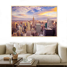 Pintura em tela, ponte, paisagem noturna, pôster para decoração da sala de estar, nova york, torre de toquio, pintura e impressões 2024 - compre barato