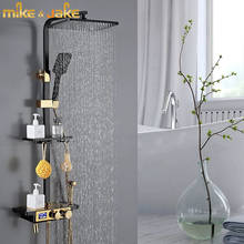 Ducha de lluvia de set de ducha de baño negro y dorado de lujo, ducha de baño digital termostática constante 2024 - compra barato