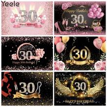 Yeele vinil photophone 30th aniversário fundo festa decoração flores de ouro personalizado fotos para fotografia estúdio atirar adereços 2024 - compre barato