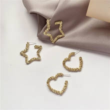 Korean Temperament Ins Simple Metal Sense Stars Peach Heart Earrings For Women Niche Earrings Female 2024 - buy cheap