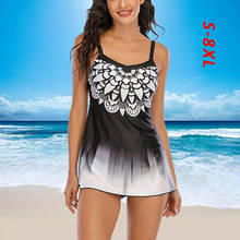 Tankini feminino floral, tamanho grande, 8xg, controle de barriga, roupa de banho, regata, estampa retrô, traje de banho de duas peças, novo, 2021 2024 - compre barato