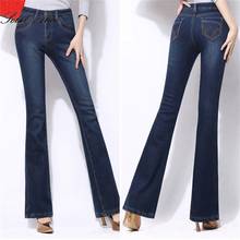 Free Shipping For 2021 Women's Winter New High-Waisted Plus Velvet Padded Micro-Flared Jeans Stretch Slim Height Casual Pants 2024 - buy cheap