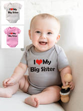 Baby Boys Girls Cotton Grey Toddler I Love My Big Sister Letters Graphic Printed Fashion Onesies Infant Soft Wear Rompers 2024 - buy cheap