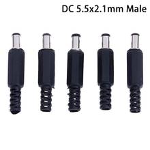 10pcs DC Power Plug 5.5 X 2.1 Mm For Welding Line Black DC Power Male Plug Jack Adapter 2024 - buy cheap