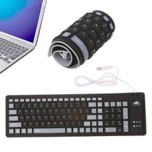 Teclado dobrável à prova dusb água com fio usb teclado 103 teclas de silicone teclado macio 2024 - compre barato