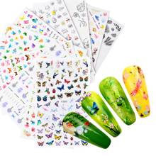 1 PC 3D Butterfly Slider on Nails Leaf Sticker Decals Flower Design Adhesive Manicure Tips Nail Art Decorations 2024 - buy cheap