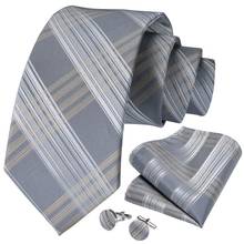 Модный мужской галстук, золотой, серебряный, в полоску, свадебный галстук для мужчин, деловой, дропшиппинг, DiBanGu, дизайнерские, Hanky, запонки, галстук, набор, SJT-7254 2024 - купить недорого