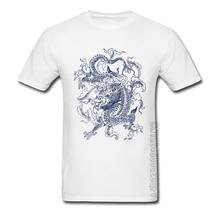 Китайская культура Магия футболки Винтаж деревенский Дракон нормальная футболка для взрослых мужчин 100% хлопок свитшот из ткани забавная футболка 2024 - купить недорого