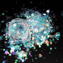 Lentejuelas holográficas para decoración de uñas, 8 cajas de purpurina holográfica, mezcla de estrellas y corazones, 8 colores 2024 - compra barato