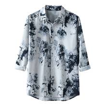 Camisa hawaiana de manga larga para hombre, ropa de calle con estampado Tie Dye, informal, con cuello vuelto, para otoño y primavera 2024 - compra barato