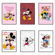 Disney-pósteres de dibujos animados de Mickey Mouse, pinturas en lienzo e impresiones de Mickey y Minnie, imágenes artísticas de pared para el hogar y la sala de estar 2024 - compra barato