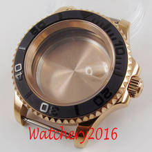 41 мм сапфировое стекло двунаправленный Матовый ободок покрытый розовым золотом чехол для часов подходит для Miyota 8215 ETA 2836 2024 - купить недорого