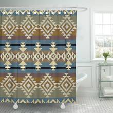 Cortina de ducha con patrón geométrico inspirado en Navajo azteca, tela impermeable de poliéster, 72x72 pulgadas, abstracto, antiguo 2024 - compra barato