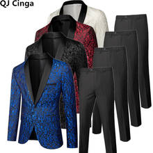 Show/Party 2 Piece Set Men (Jacket+Pants) Wedding Dress Blazer Coat and Trousers Blue White Red Black Mens Suits Plus Size S-6xl 2024 - buy cheap