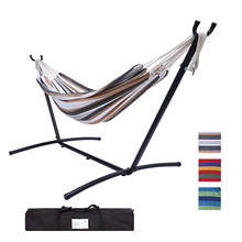 Hammock Set 112" Classic Hammock with Stand for 2 Person- Indoor or Outdoor Use-with Carrying Pouch-Powder-coated Steel Frame 2024 - buy cheap