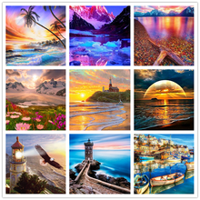 5D DIY Diamond Sunset Beach Landscape Embroidery Mosaic Full Diamond Painting Cross Stitch Home Decoration Painting 2024 - buy cheap