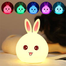 Rabbit LED Night Light For Children Baby Kids Bedside Lamp Multicolor Silicone Touch Sensor Tap Control Nightlight 2024 - buy cheap
