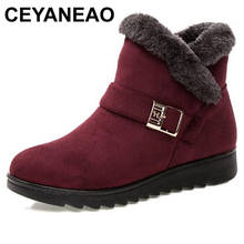 CEYANEAOWarm snow boots short fur plush winter ankle boots XL platform ladies suede cotton shoes women comfortable drop shipping 2024 - buy cheap