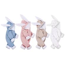 Cute Rabbit Rompers For Baby Boys Toddler Hoodies Rabbit Ear Zipper Jumpsuit Girls Fleece Warm Outerwear Winter Robes 0-18M 2024 - buy cheap