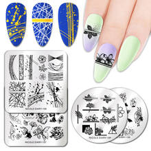 Прямоугольные пластины для штамповки ногтей NICOLE DIARY, цветочный дизайн, шаблоны штампов, инструмент для дизайна ногтей, трафарет для печати растений 2024 - купить недорого