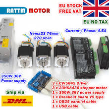 [EU STOCK] 3-Axis Nema23 76mm CNC Controller Kit 270oz-in Stepper Motor+256 microstep 4.5A  CW5040 Driver+350W 36V Power Supply 2024 - buy cheap