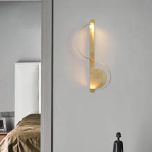 Современная медная настенная лампа Jmzm в форме S, креативное художественное украшение для отеля, коридора, настенная лампа для американской гостиной, кабинета, спальни 2024 - купить недорого