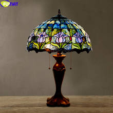 FUMAT-Lámpara de escritorio de estilo Tiffany, luz de mesa de decoración artística, con diseño de mariposa de tulipán, Libélula, colorida 2024 - compra barato