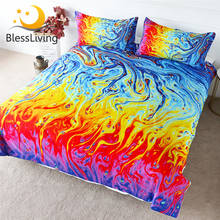 BlessLiving-Juego de cama Lava, funda nórdica de mármol, azul dorado, Magma, ropa de cama de 3 piezas 2024 - compra barato