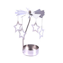 Portavelas giratorio de Metal romántico para decoración del hogar, soporte de luz para té, carrusel, regalo de Navidad 2024 - compra barato