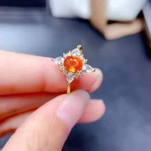 Женское кольцо из серебра 925 пробы с натуральным гранатом Fanta, изящное Ювелирное Украшение с оранжевым камнем, MeibaPJFS 2024 - купить недорого