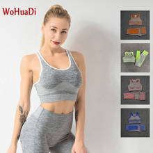 Conjunto de roupas femininas wohuadi 2020, agasalho de yoga, esposa, sem costura, academia, fitness, camisa, leggings, roupas esportivas femininas 2024 - compre barato
