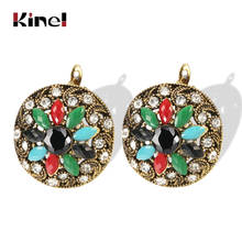 Kinel Boho Big Crystal Flower Earrings For Women Antique Gold Color Ethnic Bride Wedding Jewelry 2024 - buy cheap