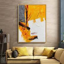 Mordern Abstract Painting Yellow Palette Knife Canvas Art Grey White Textured Painting Acrylic Canvas Painting Oversize Wall Art 2024 - buy cheap