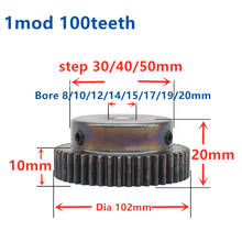 Piñón de engranaje recto 1mod 100T, diámetro de 8-20mm, engranaje de Metal, transmisión de engranajes CNC, 1 unidad 2024 - compra barato