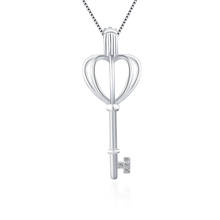 CLUCI 3 шт. 925 серебро романтическое сердце и сияние любовь ключ в форме жемчуга медальон клетка кулон для ожерелья ювелирные изделия SC030SB 2024 - купить недорого