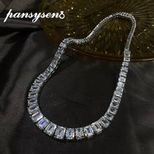 PANSYSEN 100% 925 Sterling Silver Emerald Cut Simulated Moissanite 5A Zircon Chokers Necklaces Wedding Party Fine Jewelry Gift 2024 - buy cheap