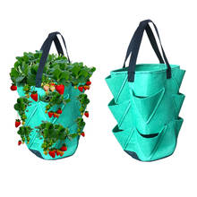 Bolsa colgante de fresa no tejida para jardinería, bolsa de cultivo aéreo de 3 galones, 10 agujeros, suministros de jardín 2024 - compra barato