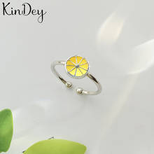 Kindey-anillo con diseño de limón para hombre y mujer, sortija estilo bohemio, Vintage, moderno, Color plateado, talla ajustable 2024 - compra barato