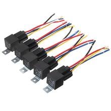 5 un 12v 40a carro spdt relé automotivo dc 5 pinos, 5 fios sistemas de segurança com som pré-fio chicote fios peças 2024 - compre barato