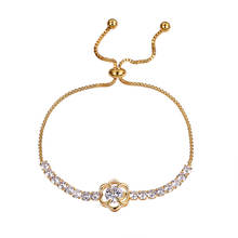 Weimanjingdian marca preço de fábrica zircônia cúbica cz cristal forma flor ajustável slide pulseira para presente jóias femininas 2024 - compre barato