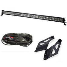 Yait 50" 288W Double Row Straight LED Light Bar With A-Pillar Mounting Bracket Kit Fit 2002-2008 Dodge Ram 1500 2500 3500 2024 - buy cheap