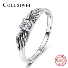 Colusiwei Hot Sale Authentic 925 Sterling Silver Feather Angle Wings Dazzling Finger Ring for Women Sterling Silver Jewelry Gift 2024 - buy cheap