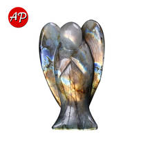 Estatueta de cristal 3 polegadas em formato de anjo, pedra natural elongated, pedras de cura, reiki, pedra de lua, presente de decoração para casa 2024 - compre barato