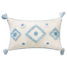 Capa de almofada florida 45x45cm, capa de travesseiro quadrada com borlas, branco marfim cinza, algodão, decoração para casa 2024 - compre barato