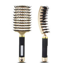 Escova de cabelo massageadora dourada, pente de cerdas de nylon encaracolado, desembaraçador, escova de cabelo para salão de cabeleireiro, ferramentas de estilo 2024 - compre barato
