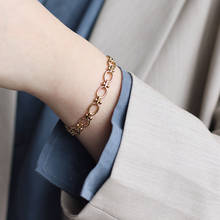 Amaiyllys pulseira minimalista de casal, bracelete de corrente dourada para relação com personalidade punk, joias para mulheres bijuterias 2024 - compre barato