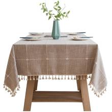 Mantel de lino con bordado de algodón, Decoración de mesa de boda y Pascua, rectángulo 2024 - compra barato